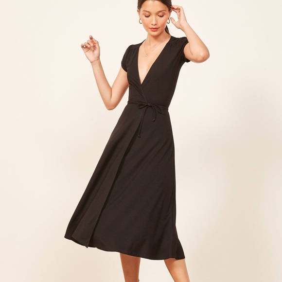 reformation midi wrap dress